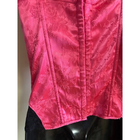 Pink & Black Fredricks of Hollywood M Lace Floral Corset Top - Picture 6 of 9